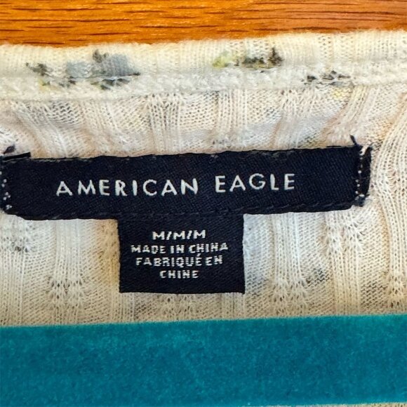 American Eagle Women's Floral Baby Tee Size M Multicolor Casual Summer - Picture 4 of 5